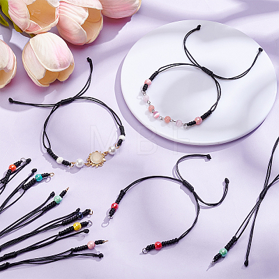 20Pcs 10 Styles Handmade Porcelain Round Bead with Waxed Polyester Cord Bracelets BJEW-UN00037-1