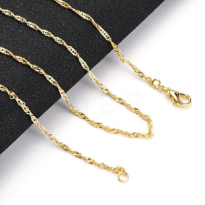 1.5mm Rack Plating Brass Singapore Chain Necklaces for Women Men MAK-L044-28G-1