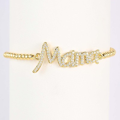 Mother's Day Brass Micro Pave Clear Cubic Zirconia Link Bracelets WG036C8-03-1
