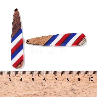 Independence Day Opaque Striped Resin & Walnut Wood Pendants RESI-U010-02E-1