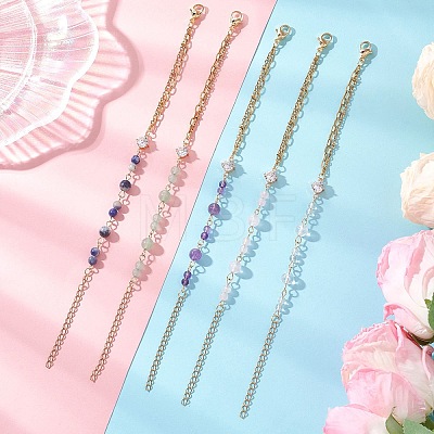 Round Natural Gemstone Beads Link Bracelets BJEW-JB13488-1