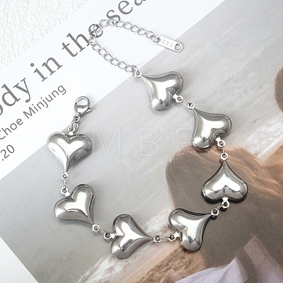 304 Stainless Steel Link Bracelets for Women BJEW-Q041-01D-P-1
