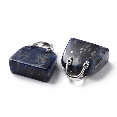 Natural Sodalite Brass Pendants KK-E274-01P-03-1