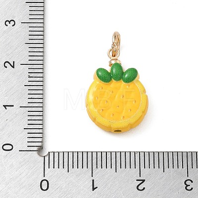 Alloy with Yellow Enamel Pendants AL-CBAE186-02G-02-1