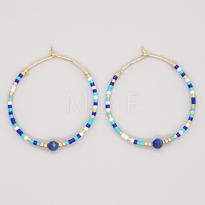 Bohemian Handmade Glass Beaded Hoop Earrings RN1446-1-1