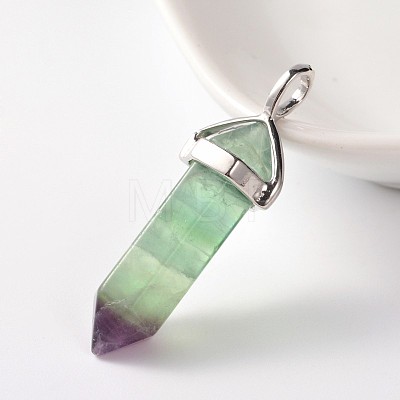 Faceted Bullet Natural Fluorite Double Terminated Pointed Pendants X-G-J261-B16-1