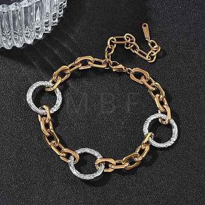 Two Tone 304 Stainless Steel Link Bracelets BJEW-P396-01C-A-1