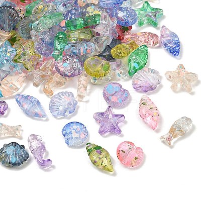 Ocean Theme Transparent Acrylic Beads OACR-D321-02-1