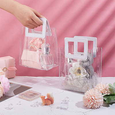 Valentine's Day Rectangle Transparent PVC Storage Bags with Handle ABAG-WH0046-05A-1
