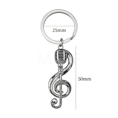 Zinc Alloy Enamel Musical Note Pendant Keychain PW-WG57869-01-1