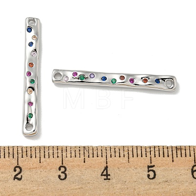 Brass Pave Colorful Cubic Zirconia Connector Charms KK-K378-13P-1