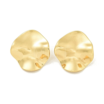 Texture Flat Round 304 Stainless Steel Stud Earrings for Women EJEW-K278-34G-1