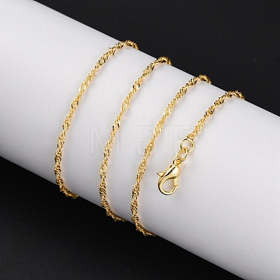 1.5mm Rack Plating Brass Singapore Chain Necklaces for Women Men MAK-L044-28G-1