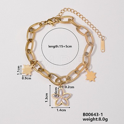 Shiny Hip-hop Style Hand Bracelet with Five-leaf Flower and Star AH2680-1