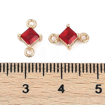 Brass Pave Glass Rhombus Links Connector Charms GLAA-Q088-001J-1