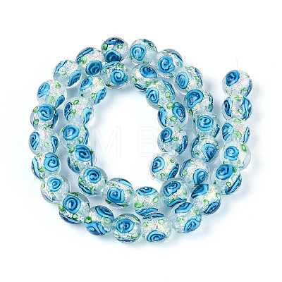 Handmade Foil Lampwork Beads Strands FOIL-T008-05E-1