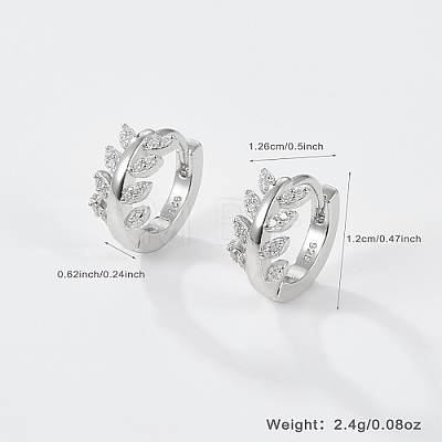 Rhodium Plated Platinum 925 Sterling Silver Micro Pave Clear Cubic Zirconia Hoop Earrings UZ5927-1-1