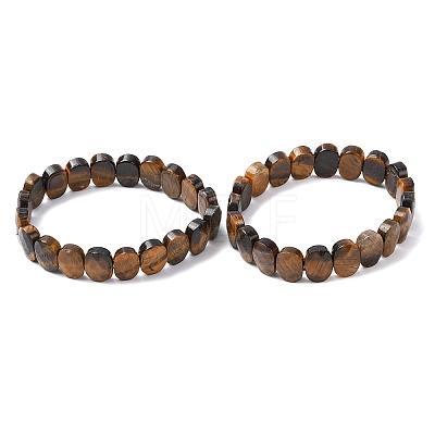 Natural Tiger Eye Faceted Beaded Stretch Bracelets for Women BJEW-K251-07A-1