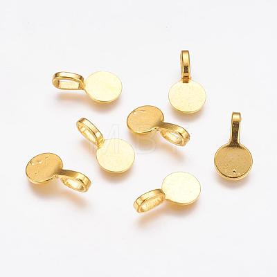 Tibetan Style Alloy Glue On Flat Pad Pendant Bails TIBEP-1124-G-FF-1