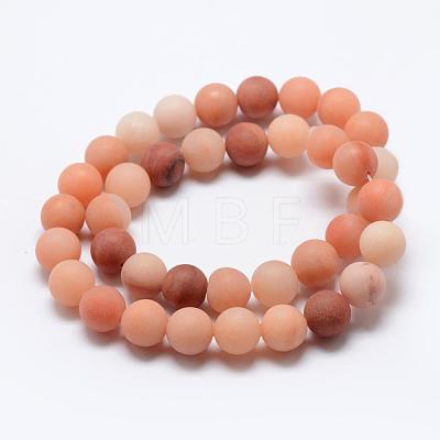 Natural Pink Aventurine Beads Strands G-G716-01-6mm-1