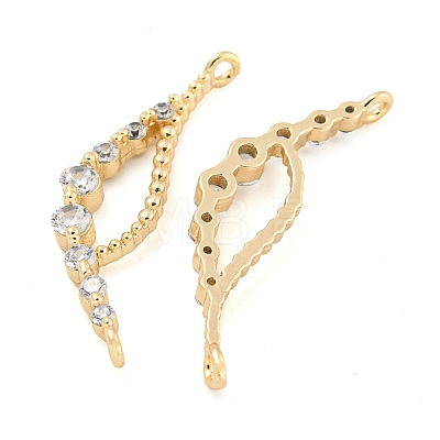 Rack Plating Brass Micro Pave Clear Cubic Zirconia Charms KK-F089-06G-1