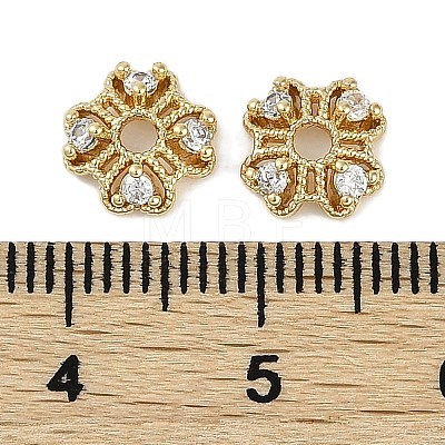 Brass Micro Pave Clear Cubic Zirconia Bead Caps KK-I719-06G-1