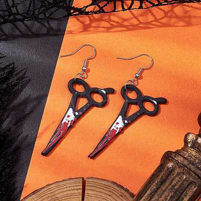 Hallowmas Printed Acrylic Dangle Earrings EJEW-JE06124-04-1