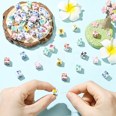 Printed Porcelain European Beads FIND-CJZ0001-003-1