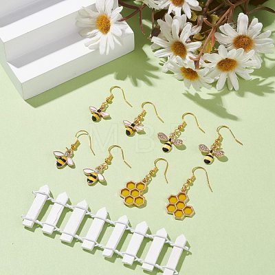 Bee Theme Enamel Dangle Earrings EJEW-JE04808-1