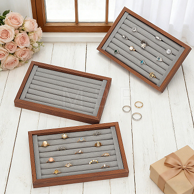 4Pcs Wood Finger Ring Organizer Display Trays ODIS-WA0001-32-1