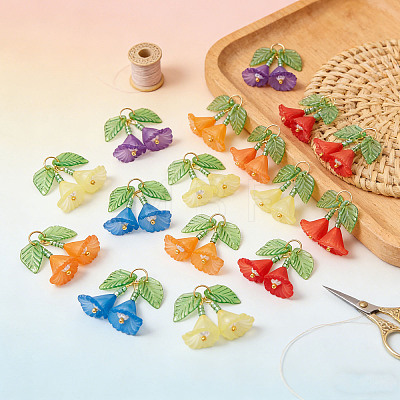 50Pcs 5 Colors Transparent Acrylic Pendants PALLOY-SZ00070-1