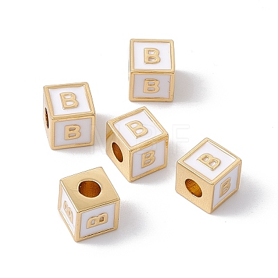 Rack Plating Brass Enamel Beads KK-B060-04G-04B-1