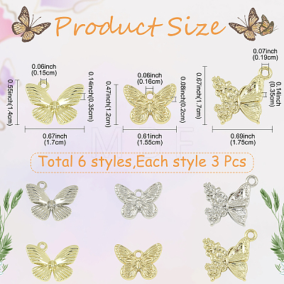 18Pcs 6 Styles Alloy Pendants FIND-YW0011-81-1