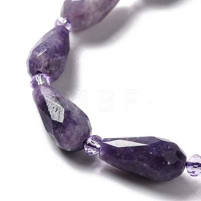 Natural Lepidolite/Purple Mica Stone Beads Strands G-B028-A06-1
