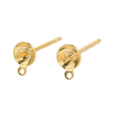 925 Sterling Silver Flat Round Stud Earrings Findings STER-B010-01B-G-1