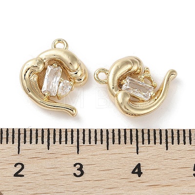 Brass Micro Pave Clear Cubic Zirconia Charms KK-G491-30G-1