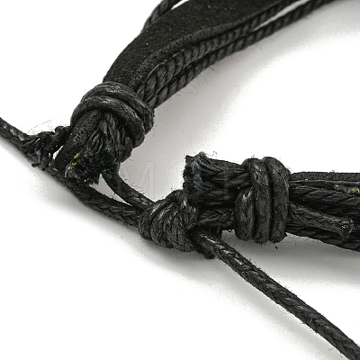 Braided PU Leather & Waxed Cords Multi-strand Bracelets BJEW-P329-09-1