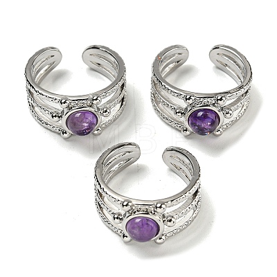 Natural Amethyst Adjustable Rings RJEW-K269-10P-03-1