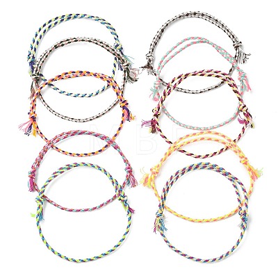10Pcs 10 Colors Macrame Braided Cotton Cord Bracelets Set BJEW-FZ00009-1