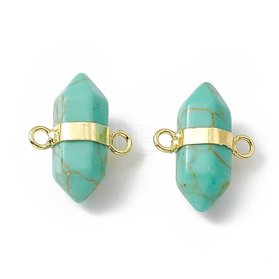 Synthetic Turquoise Double Terminal Pointed Connector Charms G-P491-11G-03-1
