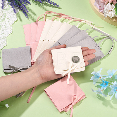 15Pcs 3 Colors Square Fiber Cloth Jewelry Pouches ABAG-TA0002-24-1