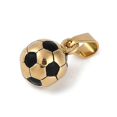 Trendy Necklace Findings 304 Stainless Steel FootBall/Soccer Ball Pendants STAS-L012-B01G-1