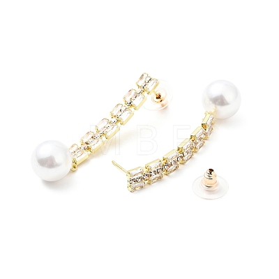 Crystal Rhinestone Dangle Stud Earrings with Imitation Pearl EJEW-C037-02A-LG-1