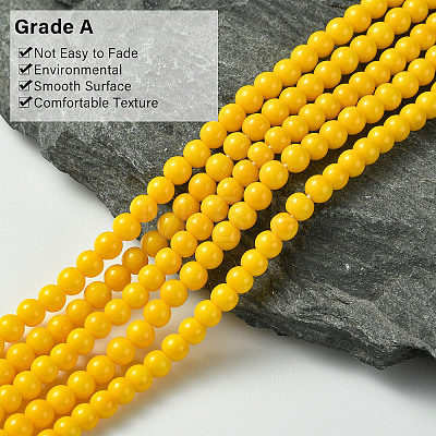 Eco-Friendly Round Baking Paint Glass Beads Strands HY-A003-4mm-RV03-1