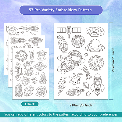 4 Sheets 11.6x8.2 Inch Stick and Stitch Embroidery Patterns DIY-WH0455-100-1