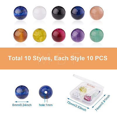 Kissitty 100Pcs 10 Colors Natural Gemstone Beads G-KS0001-10-1