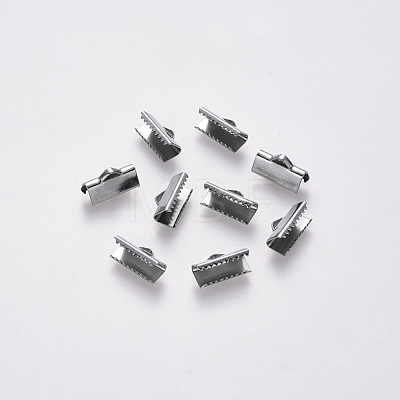 304 Stainless Steel Ribbon Crimp Ends STAS-S112-001D-P-1