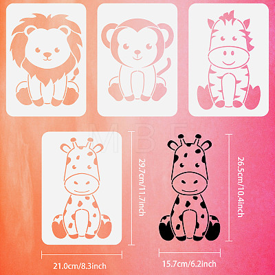 4Pcs 4 Styles PET Hollow Out Drawing Painting Stencils DIY-WH0395-0001-1