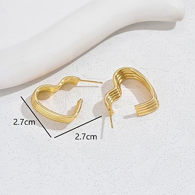Brass Heart Stud Earrings XG2436-1
