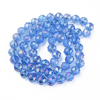 Electroplate Transparent Glass Beads Strands X-EGLA-N002-34B-C05-1